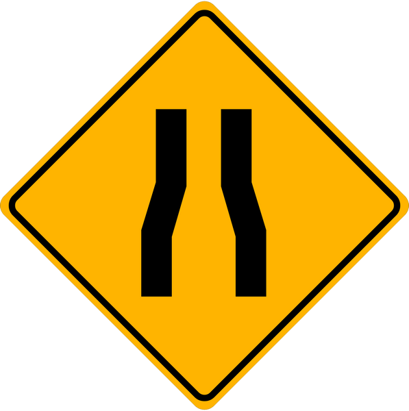 Wa-23 - Road Narrows To One Lane Ahead Warning Traffic Sign 