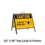 Caution Overhead Power Lines A-Frame Sign Stand