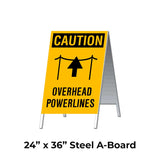 Caution Overhead Power Lines A-Frame Sign Stand