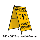 Caution Overhead Power Lines A-Frame Sign Stand