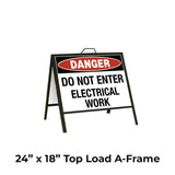 Danger Do Not Enter Electrical Work A-Frame Sign Stand