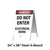 Danger Do Not Enter Electrical Work A-Frame Sign Stand