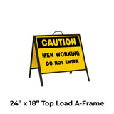 Caution Men Working Do Not Enter A-Frame Sign Stand