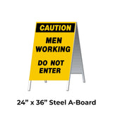 Caution Men Working Do Not Enter A-Frame Sign Stand