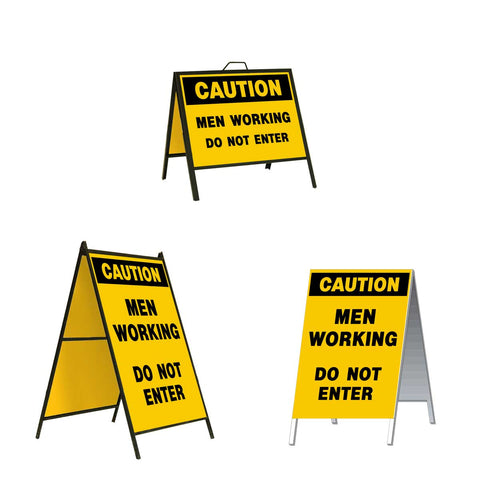 Caution Men Working Do Not Enter A-Frame Sign Stand