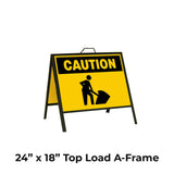 Caution Roadwork Symbol A-Frame Sign Stand