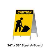 Caution Roadwork Symbol A-Frame Sign Stand