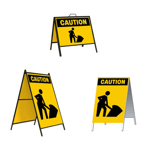 Caution Roadwork Symbol A-Frame Sign Stand