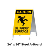 Caution Slippery Surface A-Frame Sign Stand