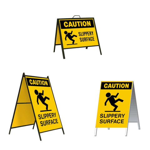 Caution Slippery Surface A-Frame Sign Stand