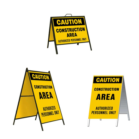 Caution Construction Area Authorized Personnel Only A-Frame Sign Stand