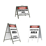 Danger Construction Area Authorized Personnel Only A-Frame Sign Stand