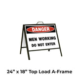 Danger Men Working Do Not Enter A-Frame Sign Stand