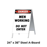 Danger Men Working Do Not Enter A-Frame Sign Stand