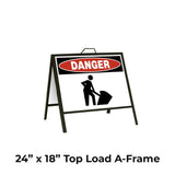 Danger Roadwork Symbol A-Frame Sign Stand