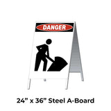 Danger Roadwork Symbol A-Frame Sign Stand