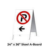 No Parking on the Left with arrow A-Frame Sign Stand