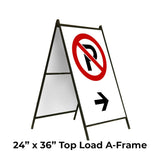 No Parking on the Right with arrow A-Frame Sign Stand