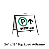 Parking Overflow Ahead with Arrow A-Frame Sign Stand