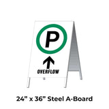 Parking Overflow Ahead with Arrow A-Frame Sign Stand