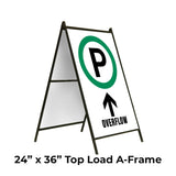 Parking Overflow Ahead with Arrow A-Frame Sign Stand