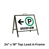 Parking Overflow on the Left with Arrow A-Frame Sign Stand