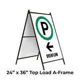 Parking Overflow on the Left with Arrow A-Frame Sign Stand