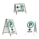 Parking Overflow on the Left with Arrow A-Frame Sign Stand