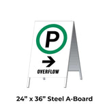 Parking Overflow on the Right with Arrow A-Frame Sign Stand