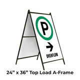 Parking Overflow on the Right with Arrow A-Frame Sign Stand