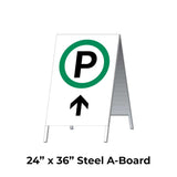 Parking Ahead with Arrow A-Frame Sign Stand