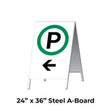 Parking on the Left with Arrow A-Frame Sign Stand