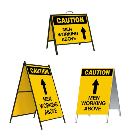 Caution Men Working Above with up Arrow A-Frame Sign Stand