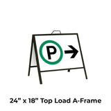 Parking on the Right with Arrow A-Frame Sign Stand