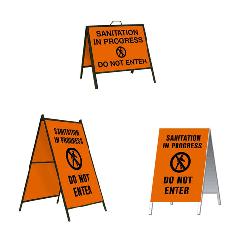 Sanitation in Progress Do Not Enter A-Frame Sign Stand