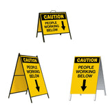 Caution People Working Below with Arrow Pointing Down A-Frame Sign Stand