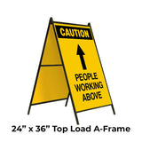 Caution People Working Above with Arrow Pointing Up A-Frame Sign Stand