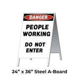 Danger People Working Do Not Enter A-Frame Sign Stand