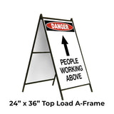 Danger People Working Above with Arrow Pointing Up A-Frame Sign Stand