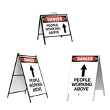 Danger People Working Above with Arrow Pointing Up A-Frame Sign Stand