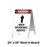 Danger Men Working Above with up Arrow A-Frame Sign Stand