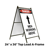 Danger Men Working Above with up Arrow A-Frame Sign Stand