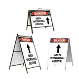 Danger Men Working Above with up Arrow A-Frame Sign Stand