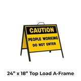 Caution People Working Do Not Enter A-Frame Sign Stand