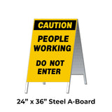 Caution People Working Do Not Enter A-Frame Sign Stand