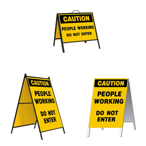 Caution People Working Do Not Enter A-Frame Sign Stand