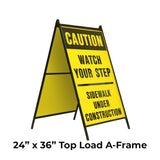 Caution Watch Your Step Sidewalk Under Construction A-Frame Sign Stand