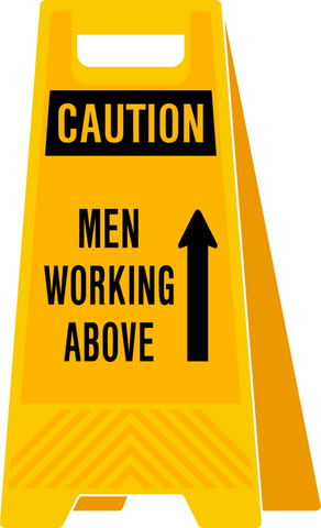 Caution Men Working Above Yellow PVC A-Frame Sign Stand