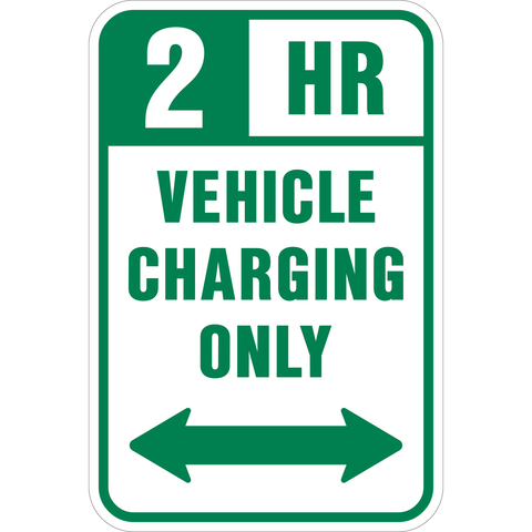 Electric Vehicle 2 Hour Charging Parking Sign