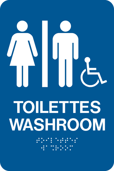 Washroom Unisex Accessible Bilingual Western Safety Sign 